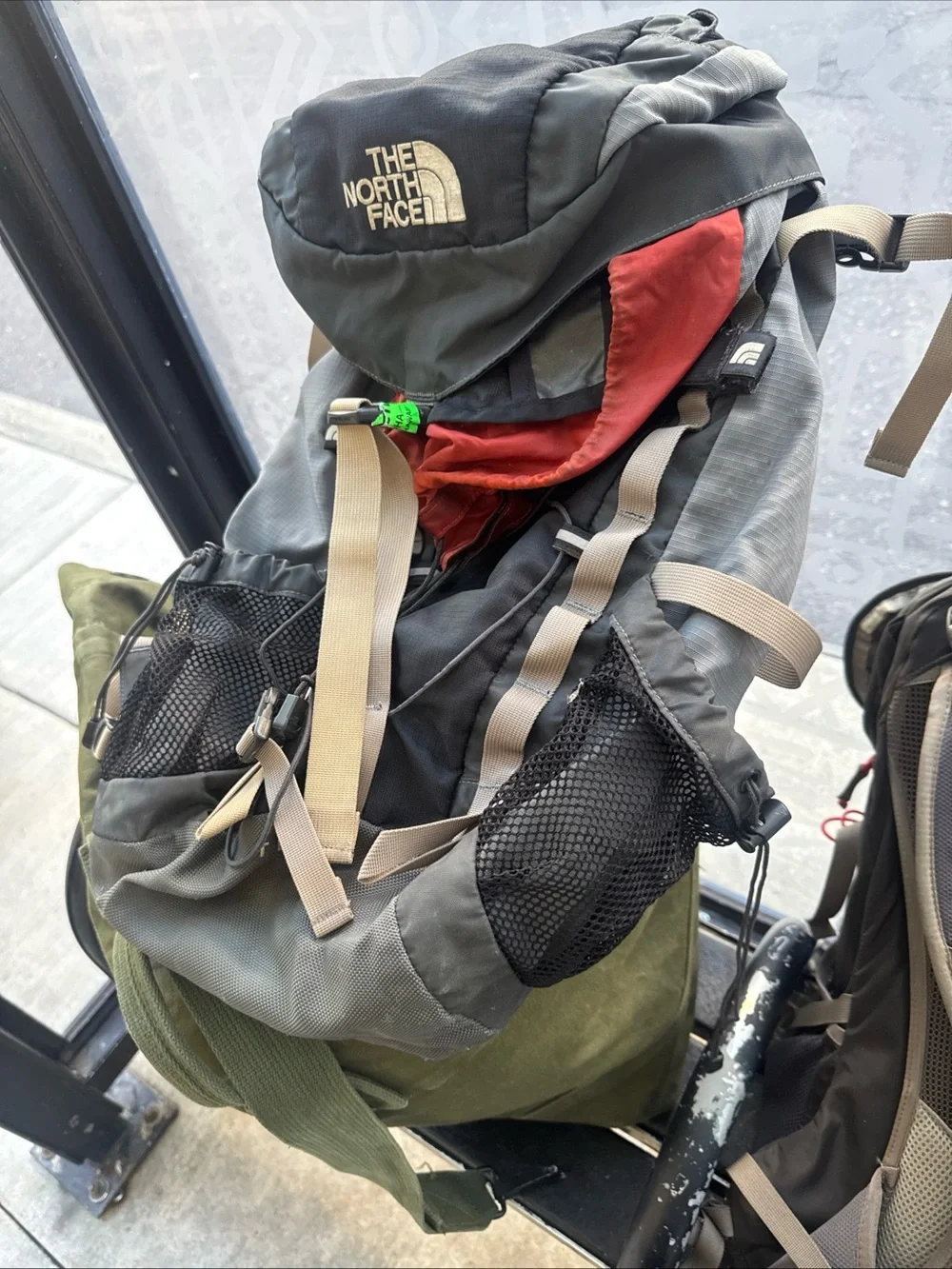 The North Face Gray, Black and Red Hiking Backpack